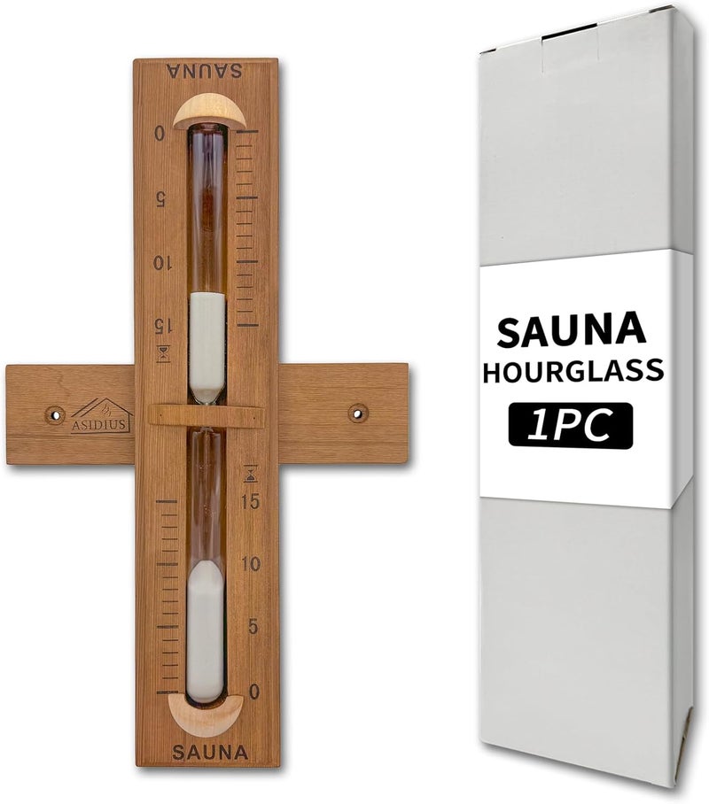 Asidius Red Cedar Sauna Timer, Wall-Mounted 360° Rotating 15 Minute Sand Timer, Sauna Accessories for Infrared Sauna, Home Sauna, Sauna Box - Image 1